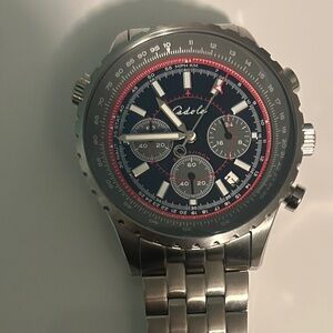Men's Silver and Black Chronograph Cadola Watch